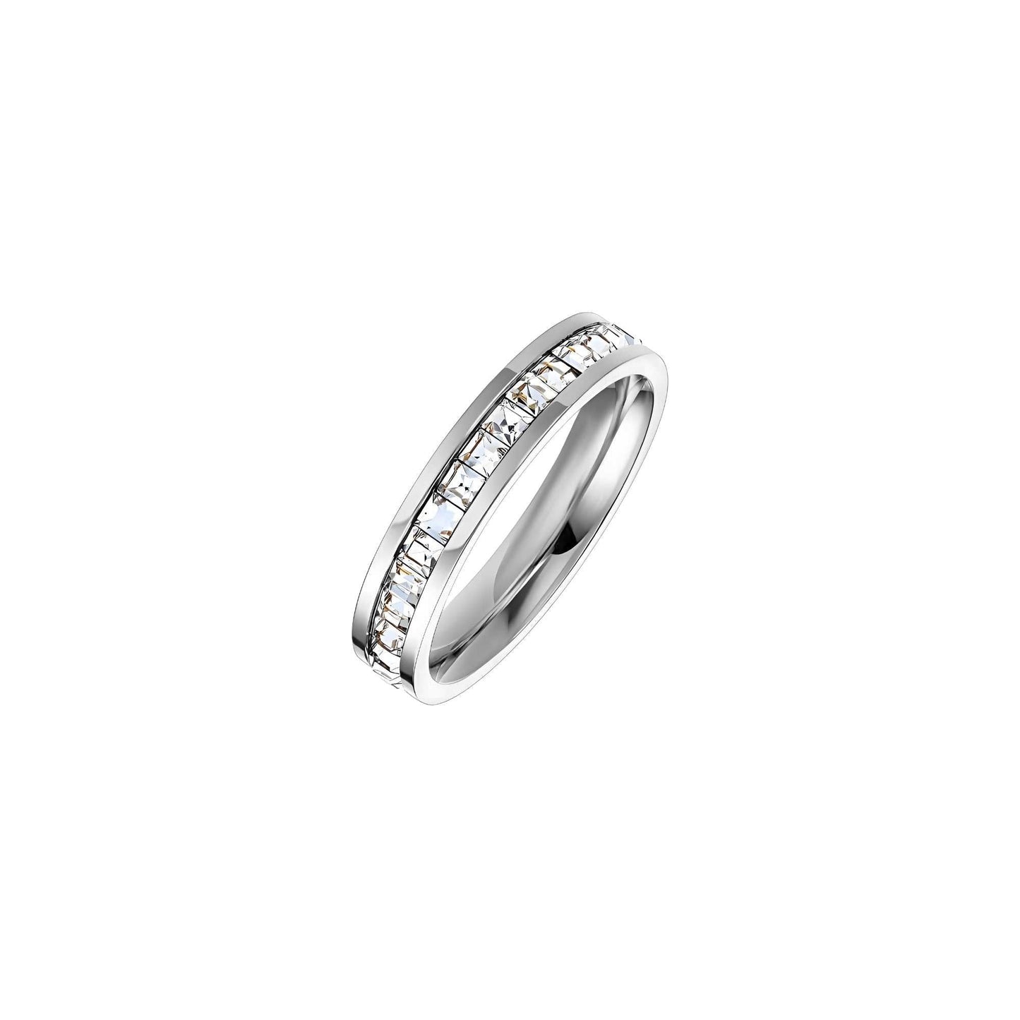 Maglina Éternité Classique Zirkonia Eternity Ring mit rechteckigen Kristallen und zeitlosem Design