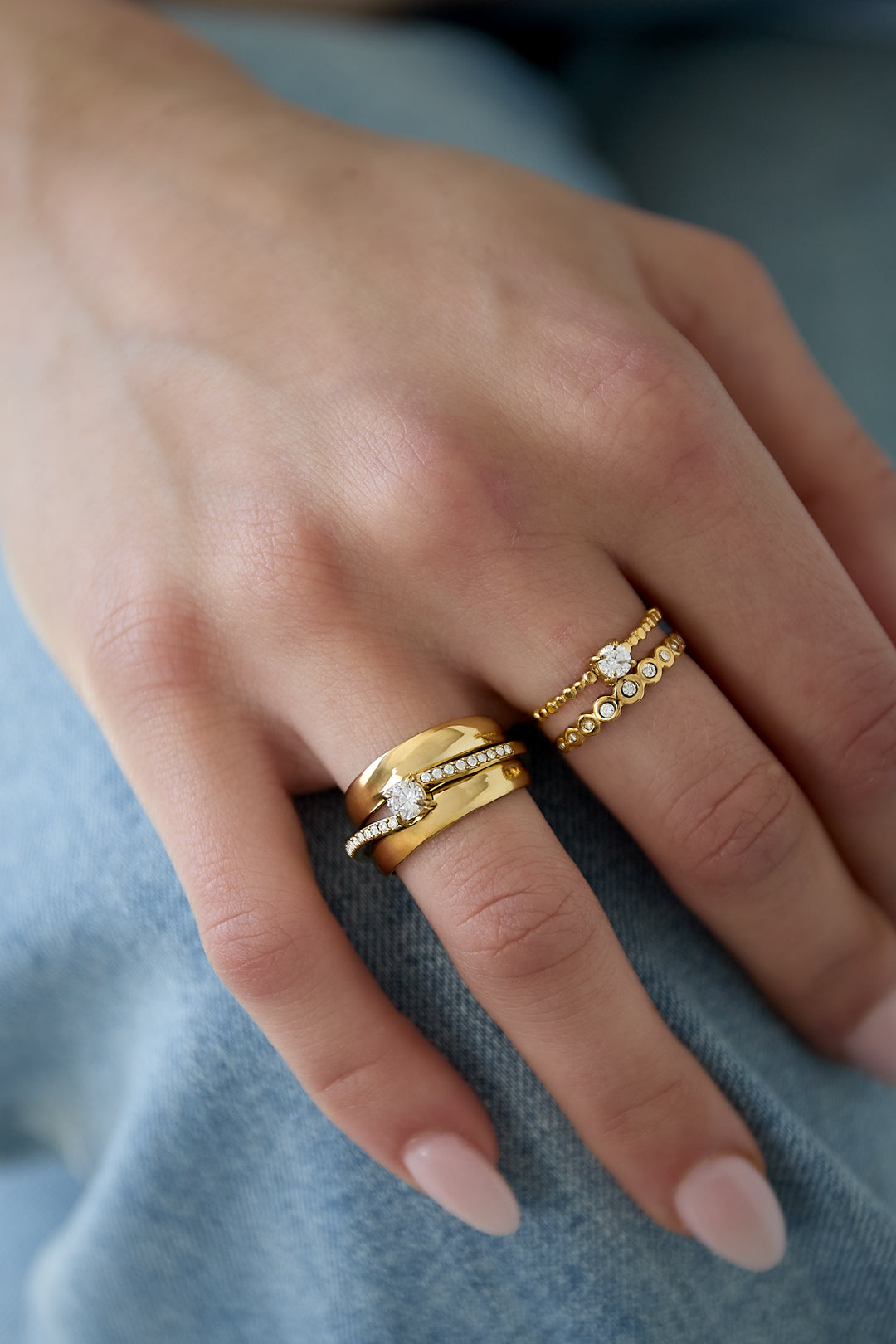 "Éclat Layered" Ring – Mehrreihiger Statement Ring mit Zirkonia