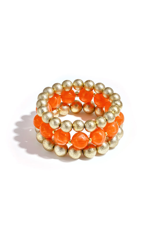 Armband Set Damen Golden Aura 3er Set mit glänzenden Gold-Elementen und sanften Farbakzenten