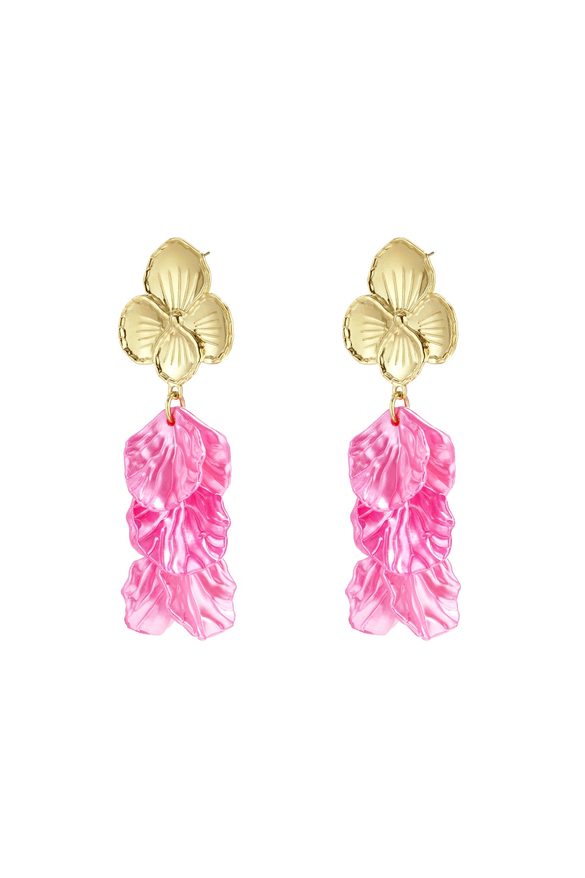 Rosé Fleur goldene Blüten Ohrringe mit Perlmutt für eleganten Sommer-Look