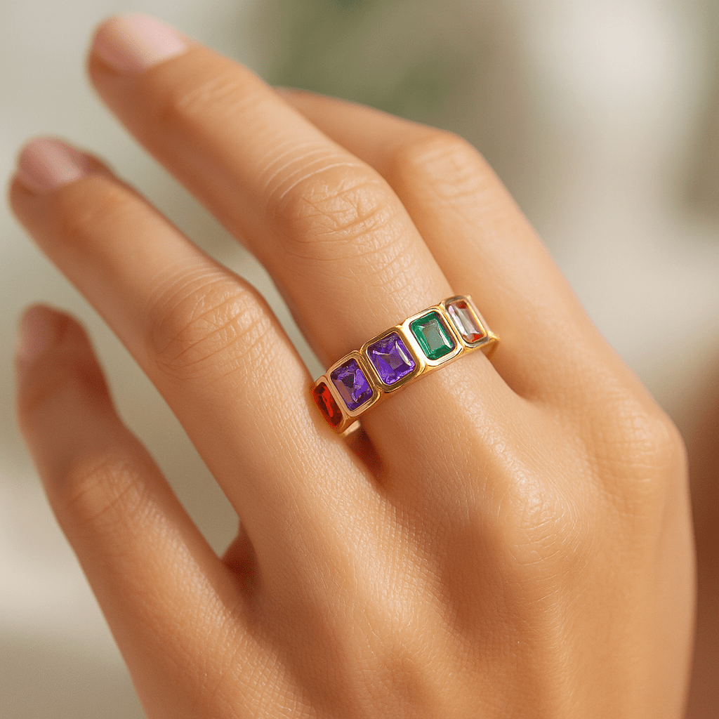 Maglina "Couleurs de Luxe" Ring, 18K vergoldeter Stahl - Maglina