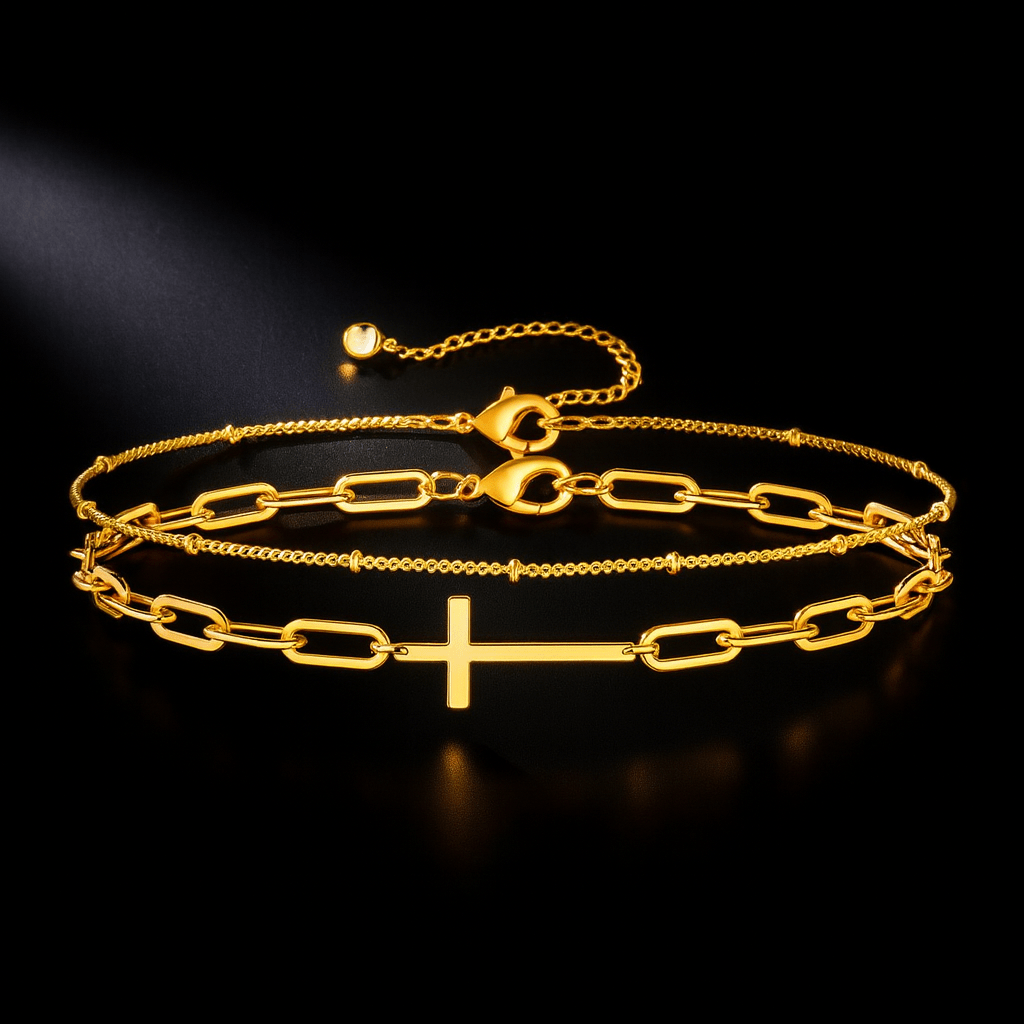 Maglina "Faith Élégante" Bracelet "Kreuz" Armband, 18K vergoldeter Stahl - Maglina