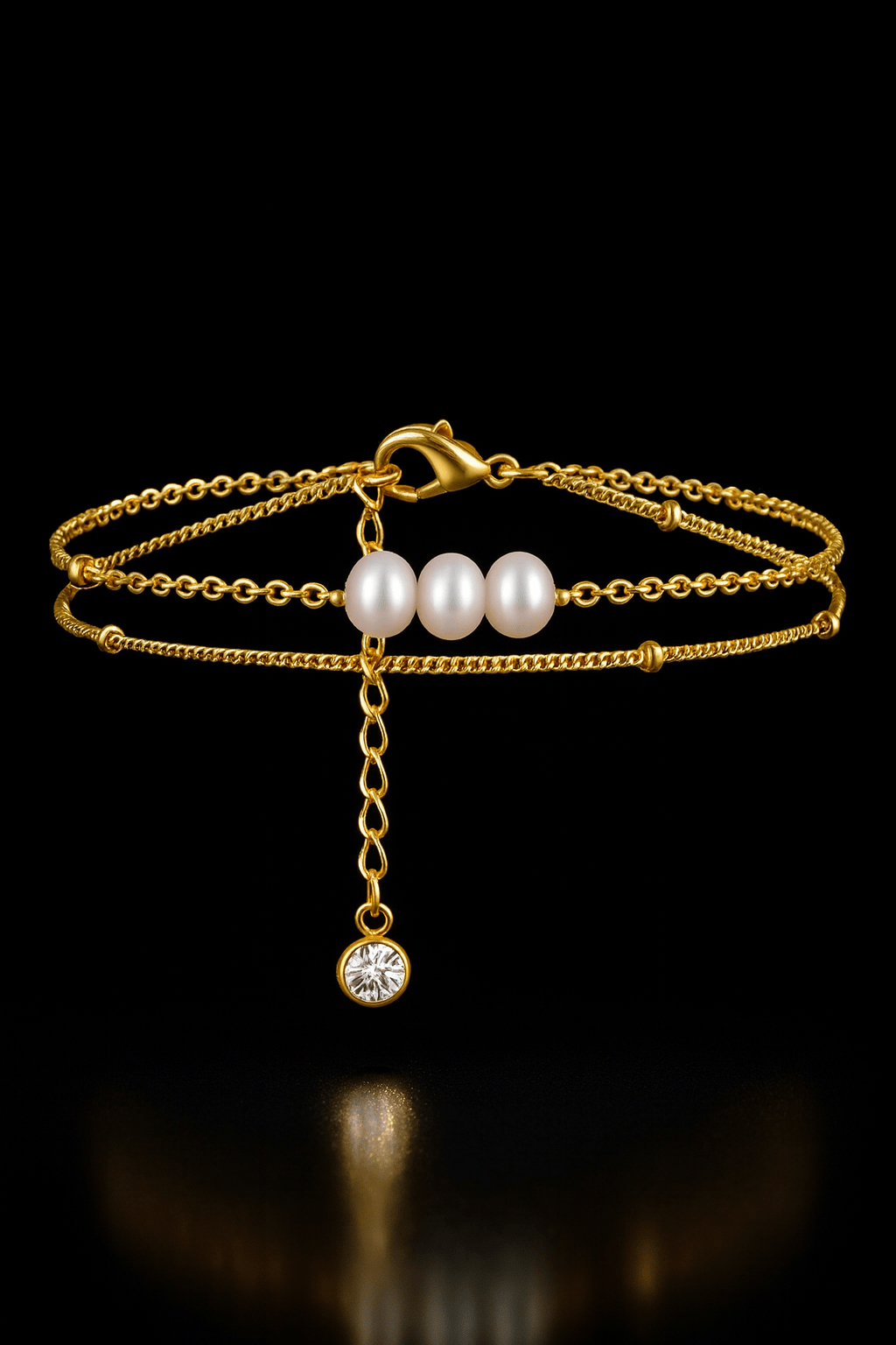 Maglina "Perle Douce" Bracelet, Armband, 18K vergoldeter Stahl - Maglina