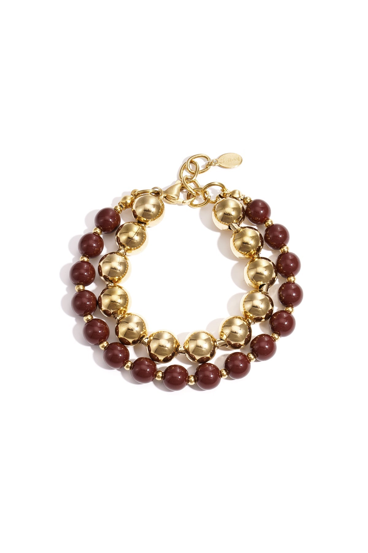 Maglina "Royale Pourpre" Bracelet - Vergoldetes Edelstahlarmband mit purpurfarbenen Perlen - Maglina