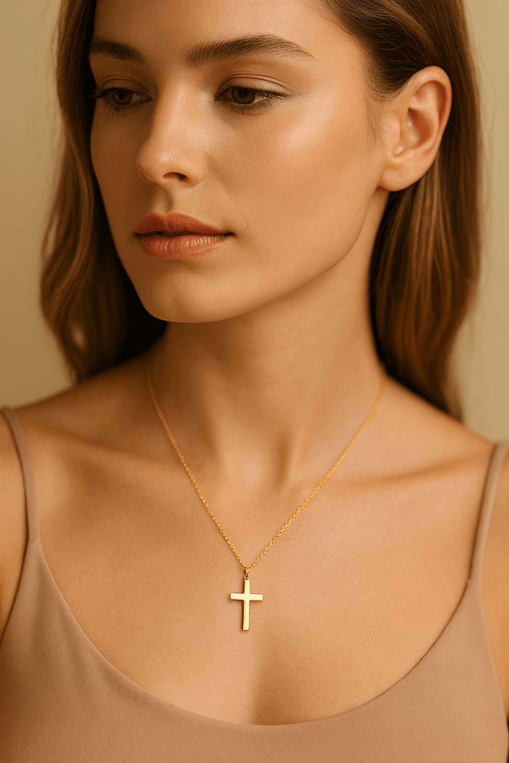 Maglina "Sacred Pure" Necklace "Kreuz" Halskette, 18K vergoldeter Stahl - Maglina
