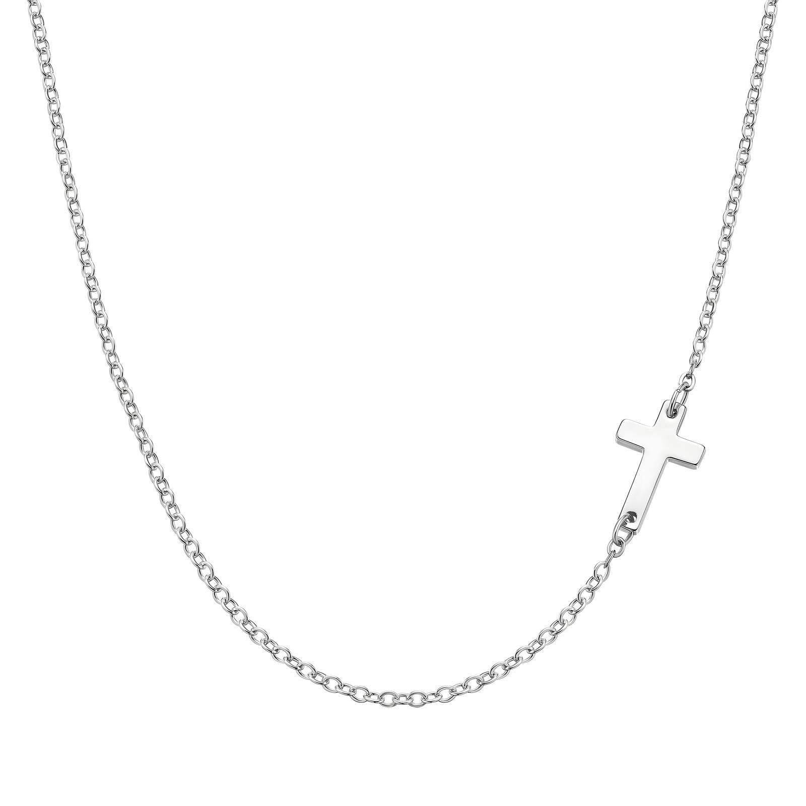 Maglina "Side Cross" Necklace "Kreuz" Halskette, Edelstahl - Maglina