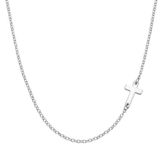 Maglina "Side Cross" Necklace "Kreuz" Halskette, Edelstahl - Maglina