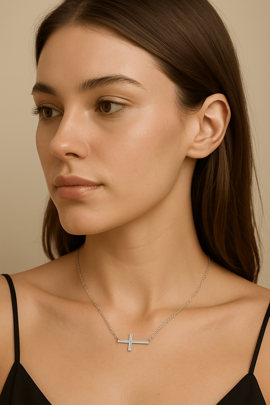 Maglina "Side Cross" Necklace "Kreuz" Halskette, Edelstahl - Maglina