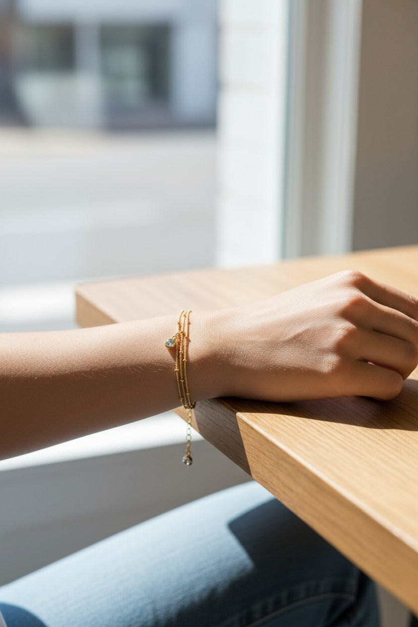 Maglina "Étoile Douce" Bracelet	, Armband, 18K vergoldeter Stahl